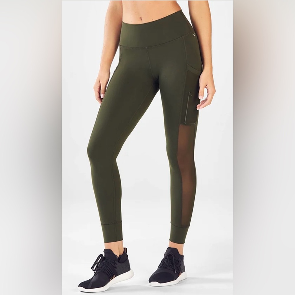 Fabletics Olive Green On-The-Go Powerhold Active Leggings